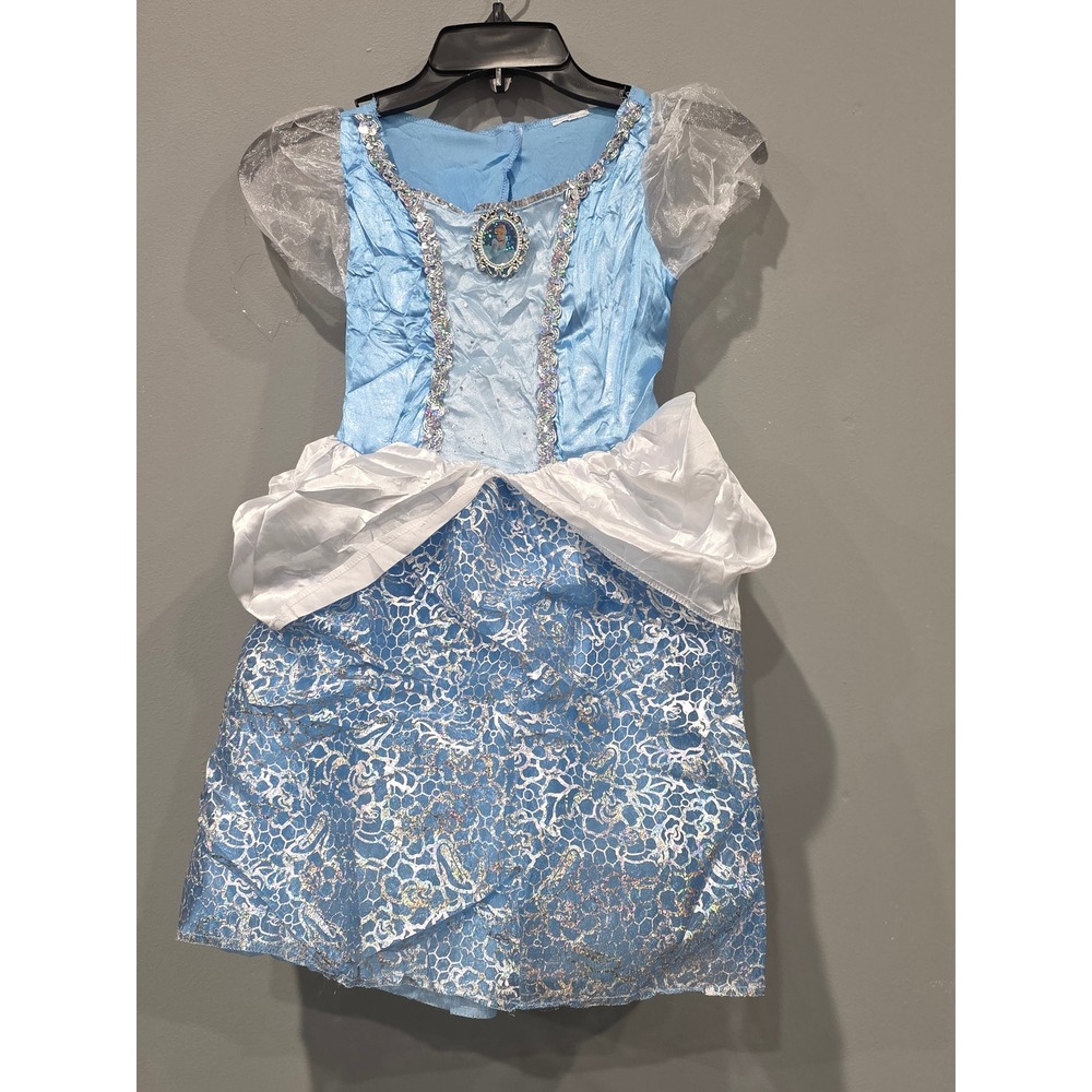 Disney Cinderella Princess Costume Dress Blue Silver Lace Sparkle Girll size 4